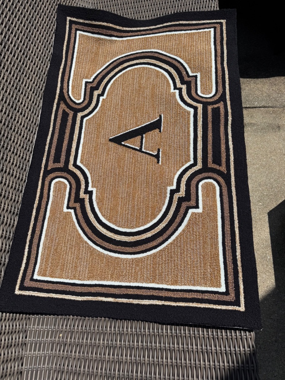 Frontgate Monogrammed 'A' Indoor/Outdoor Rug - Picture 2 of 15